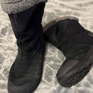 Columbia Ice Maiden II waterproof winter boots in black with a faux fur collar